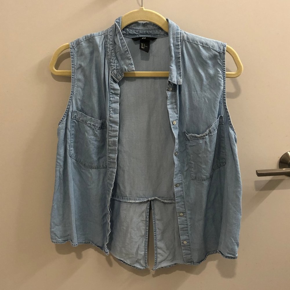 Denim Light Button Down Vest